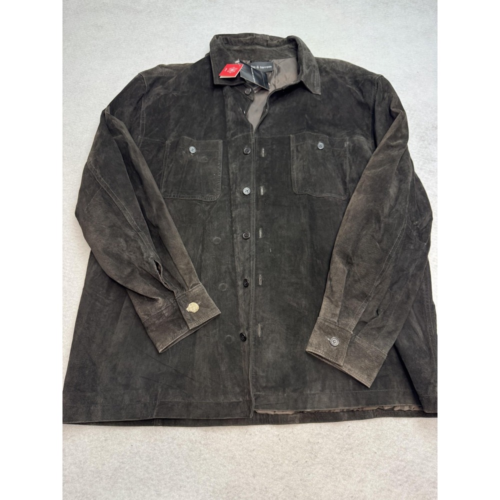 NEW Croft & Barrow Coat Mens XL Brown Suede Leather Button Front Overcoat Lined